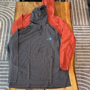 The North Face Heathered Blue and Heathered Orange Hooded T-Shirts